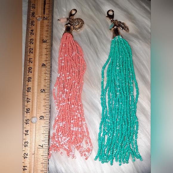 Beaded tassel charms for bags, jewelry etc. .goldtone - Picture 3 of 4